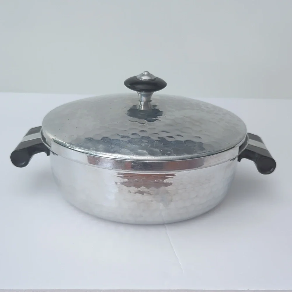 Puralum Italy Hammered Aluminum Bakelite Handle Server Warmer Mid Century Modern